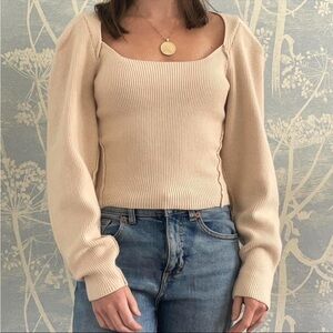 Fate Becker Women’s  Cream/Yellow Size S Fate Tan Sweater w/ cute open back